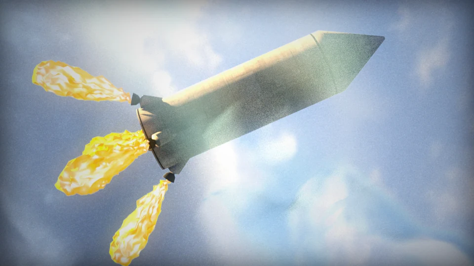 Sea Dragon aerospace vehicle climbing through the atmosphere